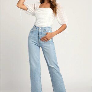 Lulus Think Of Me Ivory Swiss Dot Ruched Bodysuit White - Size S